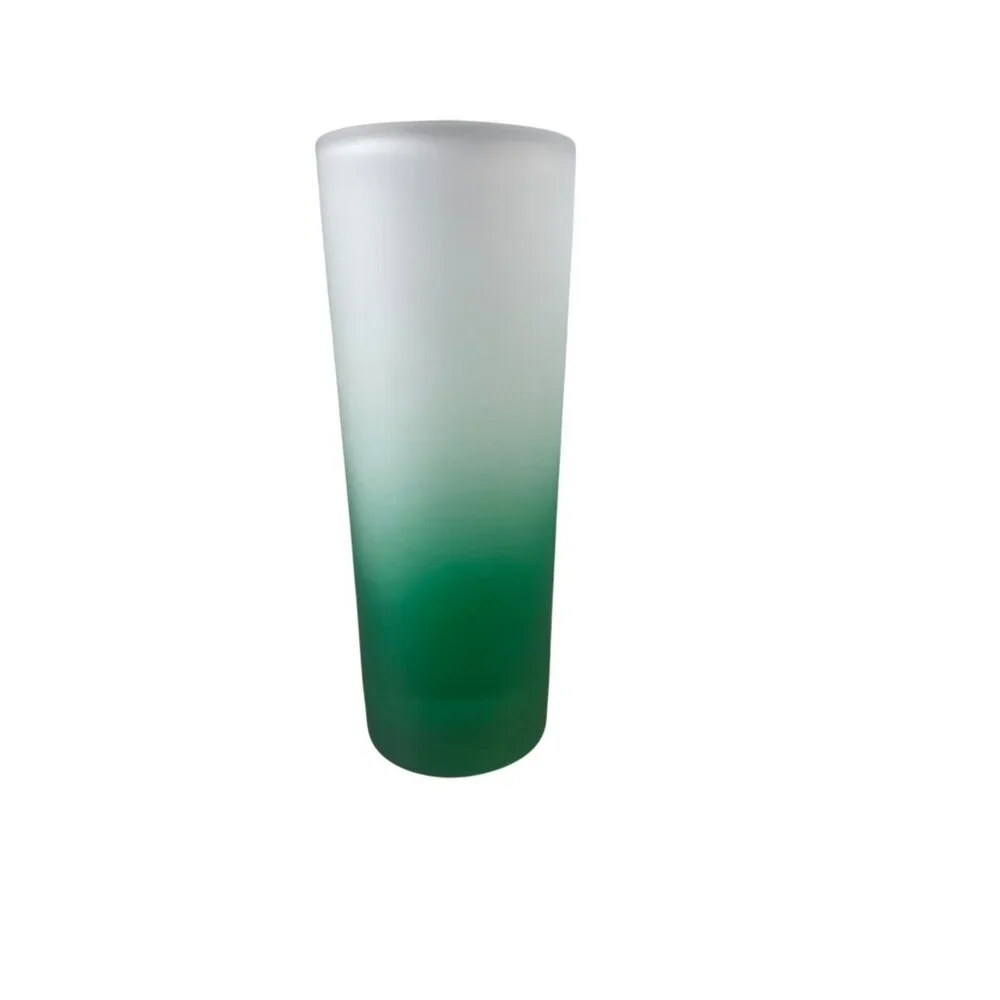 Eleuthera Bahamas Tall Shot Glass Frosted Green Ombre‎ Pineapple Tropical